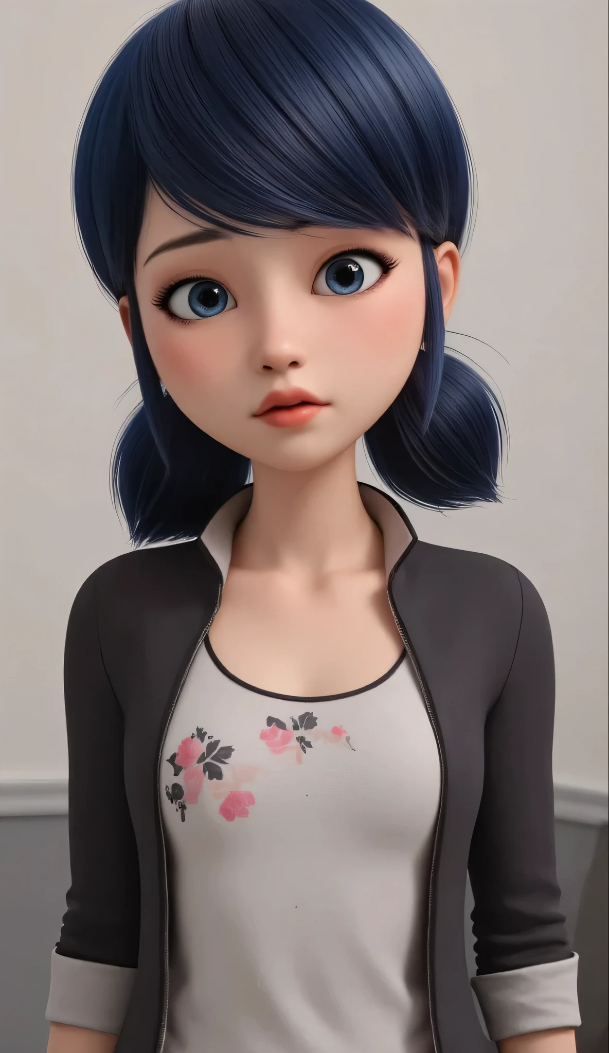 1girl, Solo, High Resolution, Masterpiece, Accurate, Anatomically Correct, Best Quality, High Details, High Quality, black hair, blue eyes, tween, realistic, wallpaper