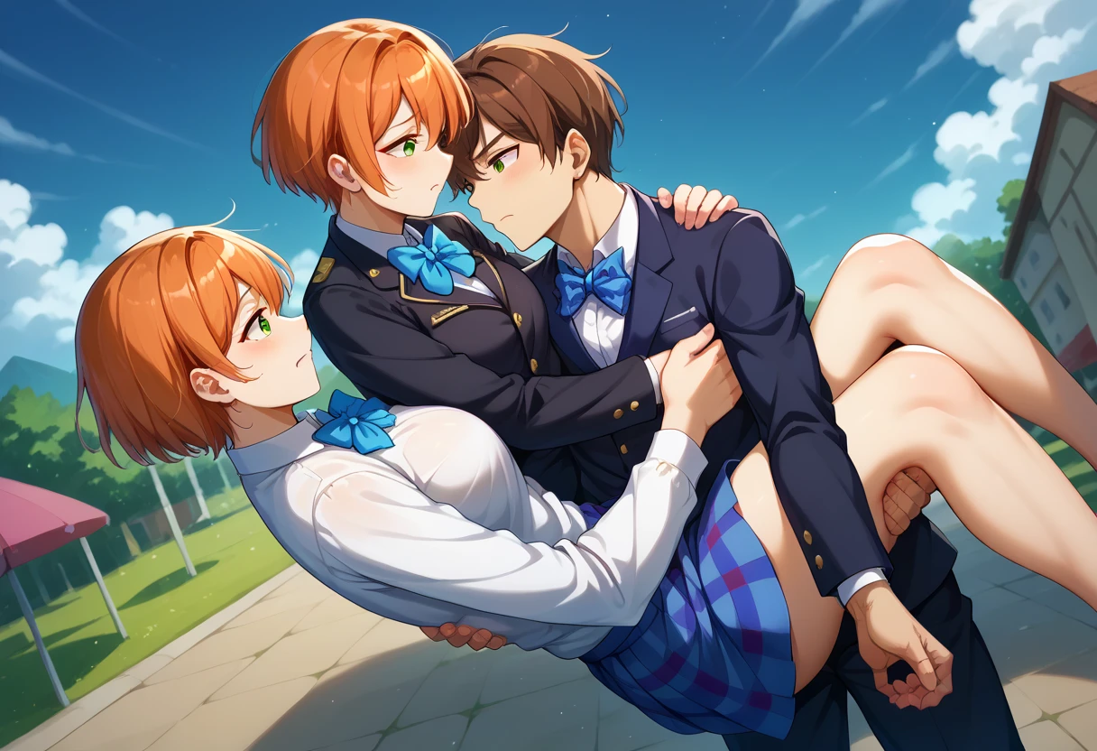 (man and woman kissing:1.6),, (masutepiece, Best Quality, hight resolution, nffsw, Perfect Pixel, depth of fields, 4K), , Perfect body, , (boys and girls:1.8), (2 human in picture:1.6) boy on top, Fran Seeker, blue eyes, red hair, twintails, (blue garrison cap:1.4), uniform, suit, green miniskirt,
 , nsfw,(ecstasy:1.3) ,(slut:1.2),(vulgarity:1.3),(fucked silly:1.1),(steam:1.1),(wet:0.8),(trembling:0.8),(tears:0.7) ,(drooling:0.6),(sweat:0.8), wince,(orgasm:1.5), , (nipples:1.4), (boy fondle girl's breasts:1.6) , , (hardcore sex:1.6),,