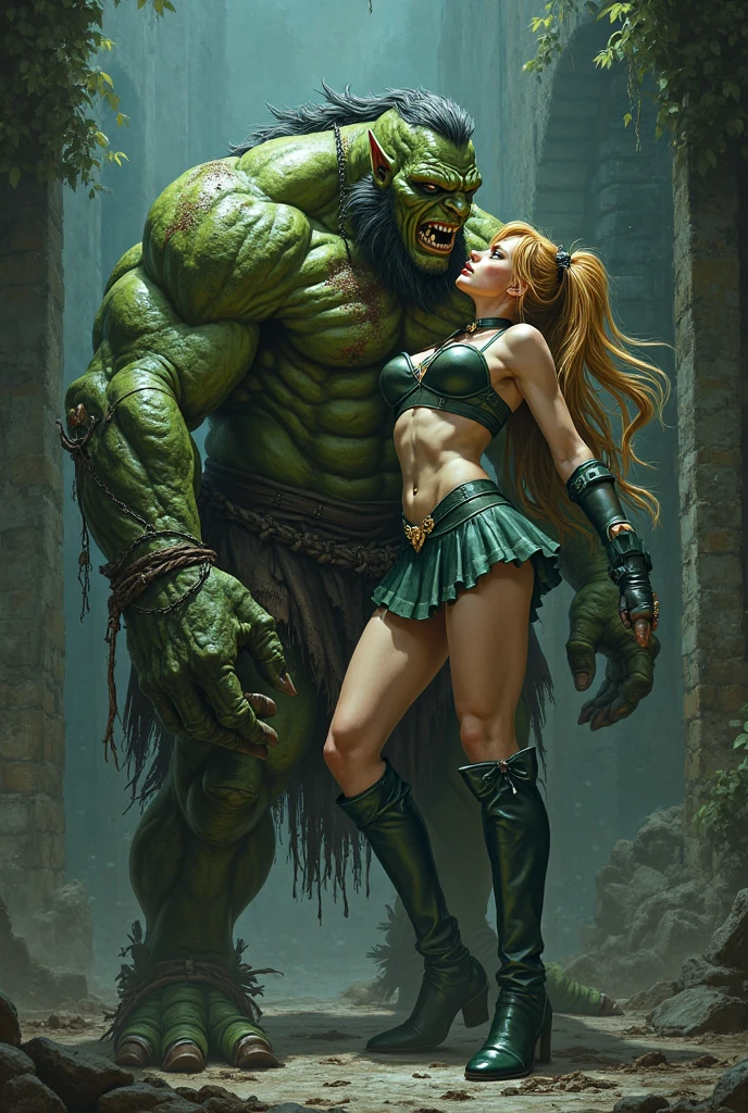 Pale skin Hermione granger get fucked by orc in castle room 