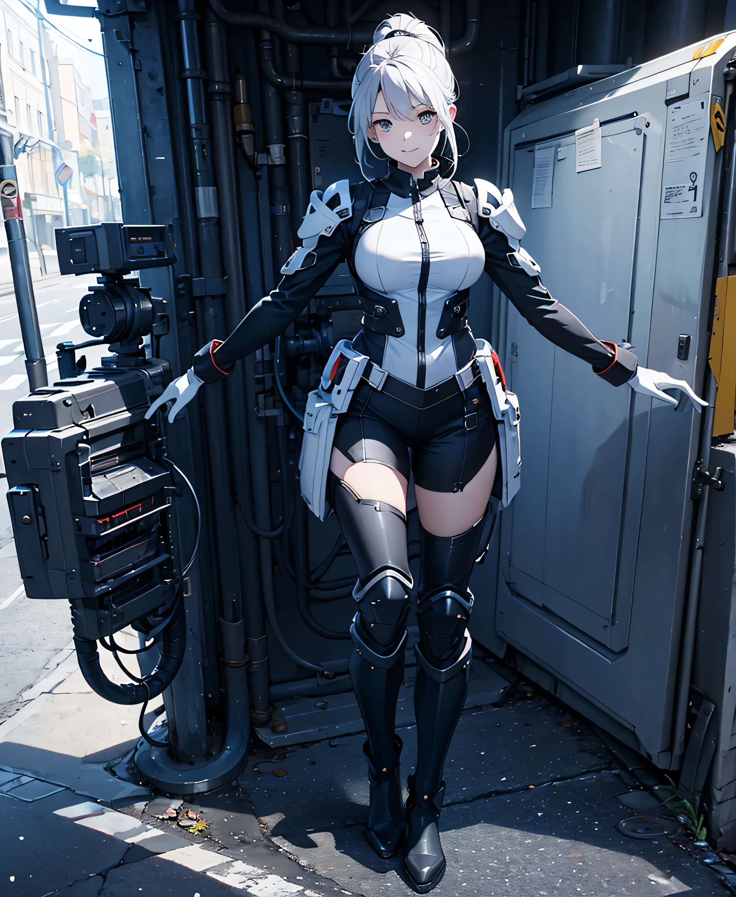 gamer girl body defined thick thighs cybernetic body parts,