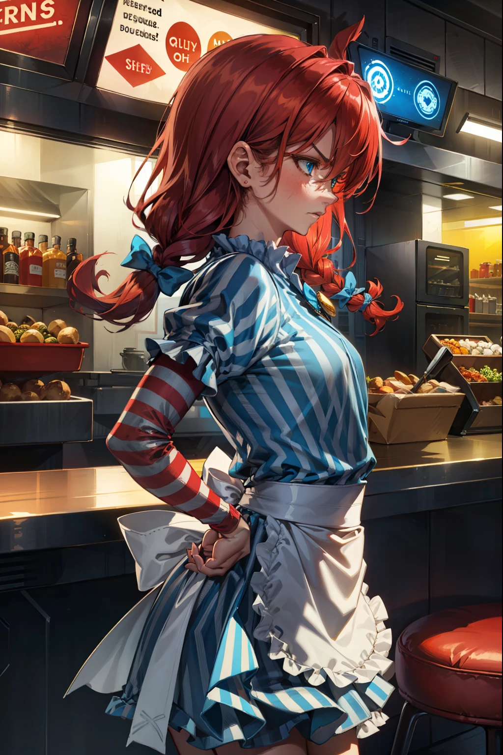zzwendy, red hair, blue eyes, Extremely angry, Furious,