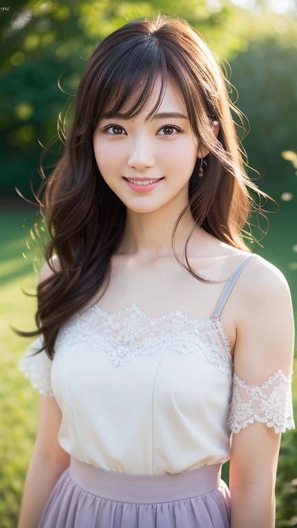 (masterpiece,Highest quality:1.4),(8k,RAW Photos,Photorealistic:1.4),(Glowing Skin),Detailed skin,Detailed face,Detailed eyes,Sparkling eyes:1.3,Symmetrical eyes,(Detailed ),Ultra-detailed backgrounds,Detailed hands,One person, Japanese Idols,Natural Breasts,Flower Garden,pretty charming, ((Beautiful Face)),sexy Instagram style,Great location,,embarrassed smile,upper body,,Browsing Caution,