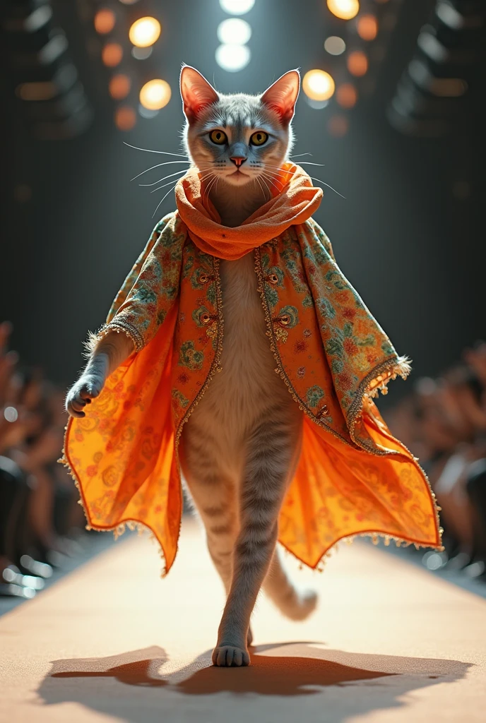 Bold,Clean,Perfection, designed by Jack Manini and Jim Burns, [painting, 21yo Buff Furry Humanoid, wearing Coral, Peach and Sand Moorish Tanzanite and Lace Clothed, Summer, F/14::15], Soft Light,Christmas,Unique Location,Full Body