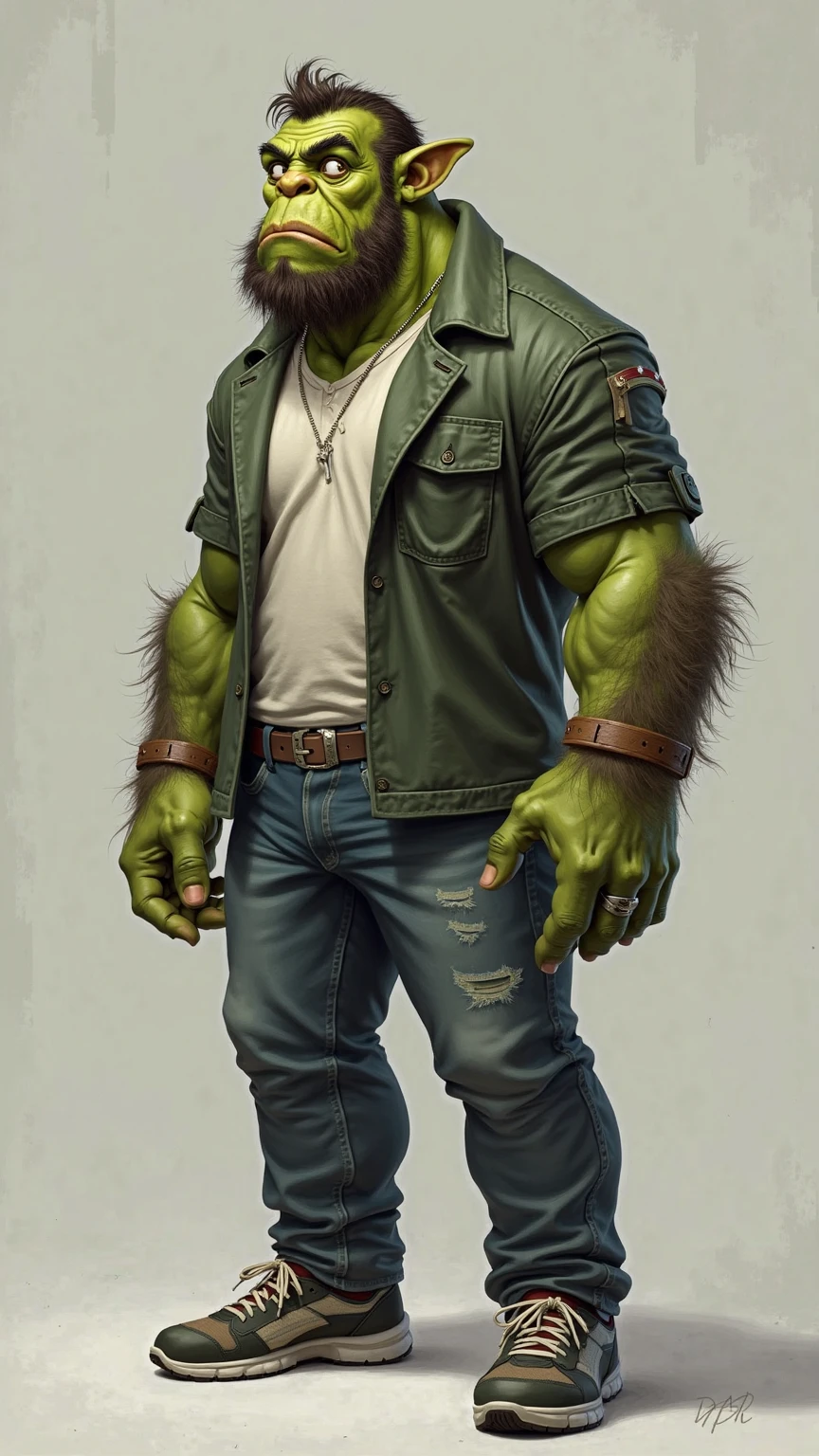 drawning, bright coloured, Frankenstein&#39;s monster, stark, Furiosa, baldie, Square head, wrinkled greenish gray skin, wearing a torn brown overcoat, ripped black pants, booties, suture marks on forehead and arms, white background, fully body 