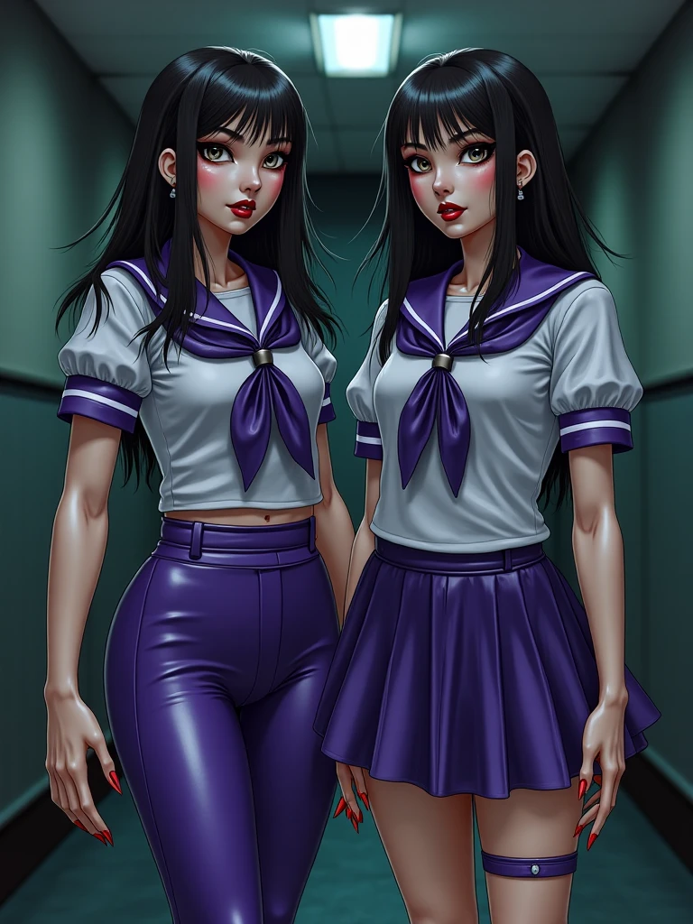 Rei Hino de sailor moon, very beautiful, perfect body, dark purple hair, jeans blue, white shirt
