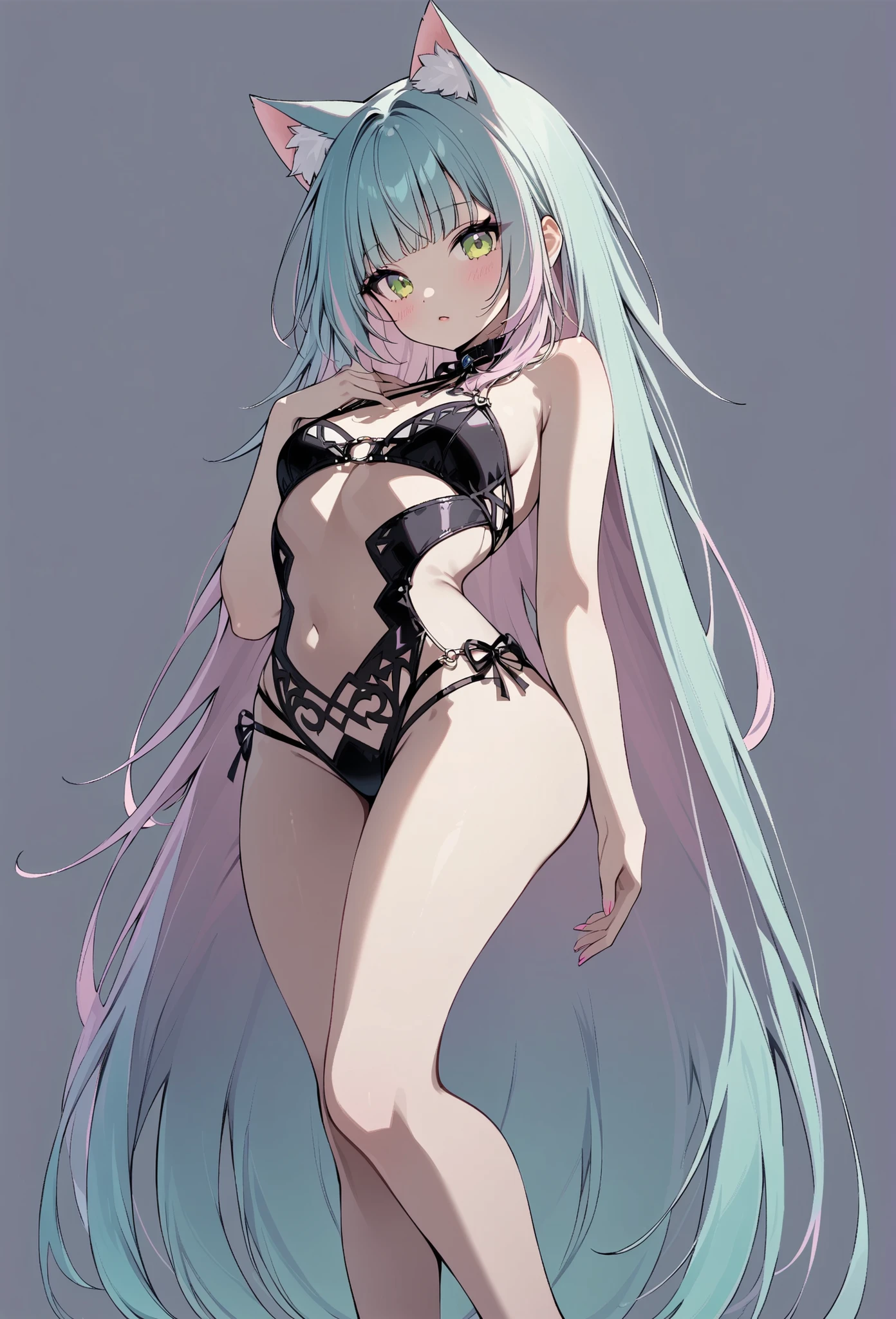 (best quality:1.2),(ultra-detailed:1.2),(hyper-realistic:1.1),(masterpiece:1.2), glowing skin，(Extremely thin and slender:1.2)，Extremely slender and thin legs,(extremely prominent ribs)，well-defined bones and contours，sharp focus,HighestQuali，hyper HD，loli，little girl，bikini，(skinny)，(boney)，nahidarnd