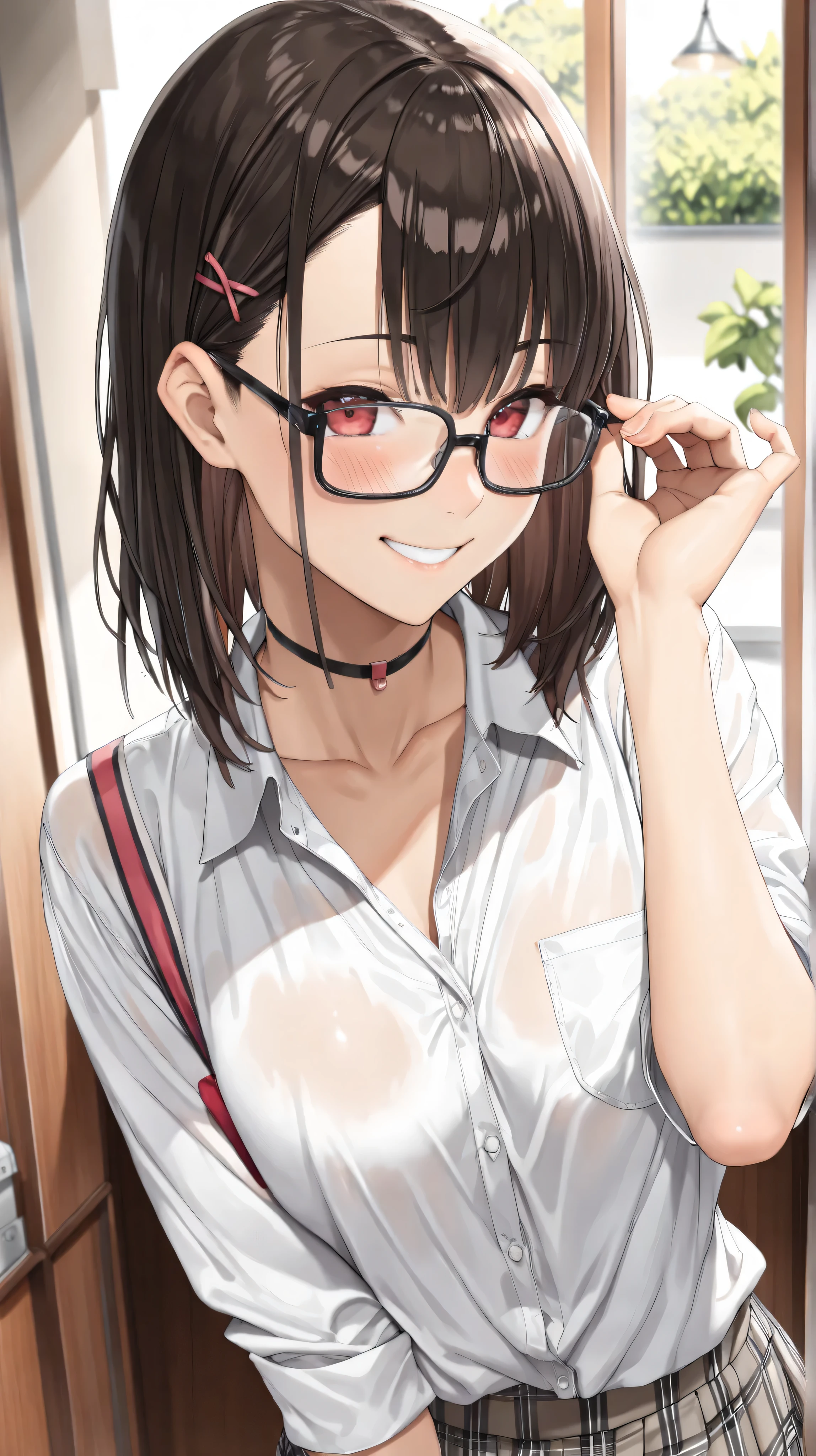 score_9, score_8_up , score_7_up , score_9,((highest quality)), ((傑highest quality、 masterpiece、High sensitivity、Hi-res、 Detailed description 、depicts a delicate face)) slim woman 、 glasses、 thin eyebrows 、with a cute smile、 happy expression 、 High School Girl 、The diploma issued、graduations、