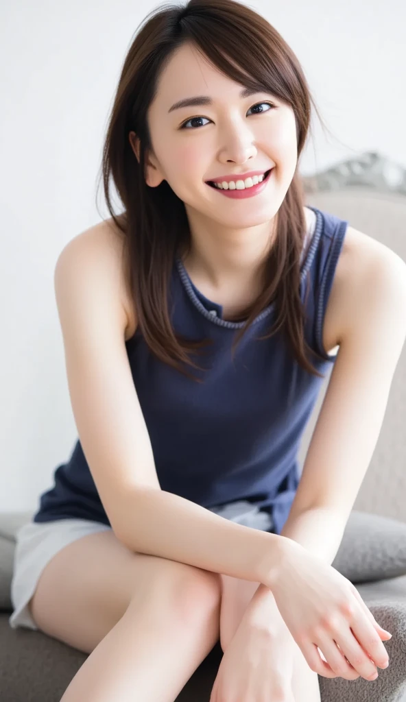 (masterpiece, 8k, Photorealistic, RAW Photos, Best image quality: 1.5), (One Woman, Full body photography, 1 cut:1.9), (Realistic:1.6), (Anatomical poses:1.7), (Sexy pose, Emphasize cleavage, The swimsuit is digging into the butt:1.4), ( Japanese, Nogizaka Idol, Japanese Idols:1.5),   ( (Swimsuit with a very small area, Sexy shape swimsuit:1.2), Sea beach, smile, Very beautiful face, Very beautiful face, Natural Light, Natural Shadows, smile, Big eyes, Long eyelashes