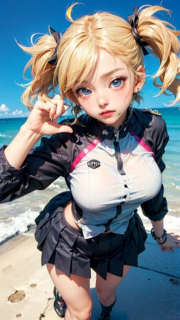 Take off your hoodie embarrassed from In the process of takeoff Plain clothe prety woman sea side paler patterned milk underwear Thin hoodie The pattern is transparent Nipple Pochi
