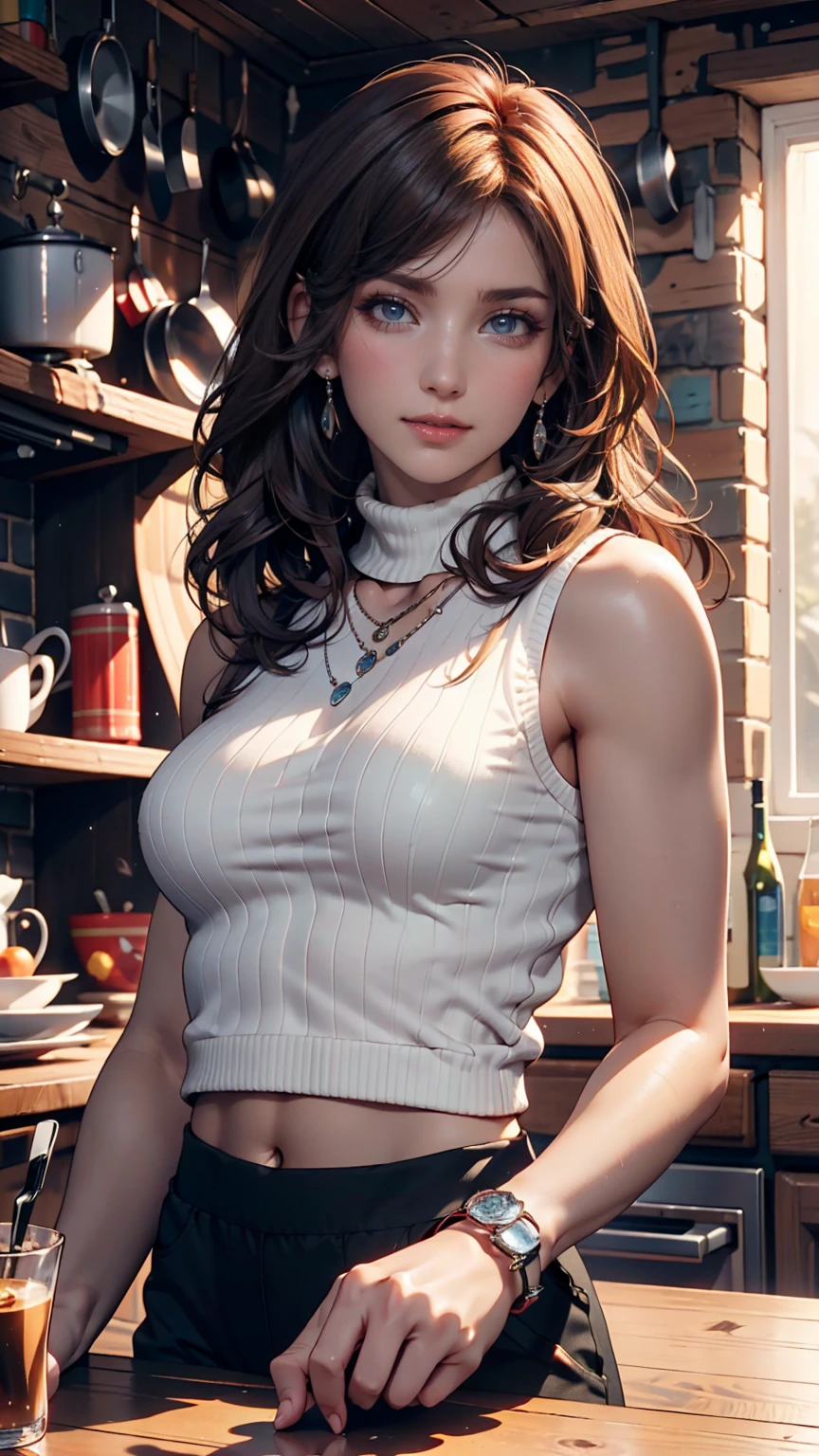 masterpiece, best quality, girl dressed as lara croft with freckles in a cafe