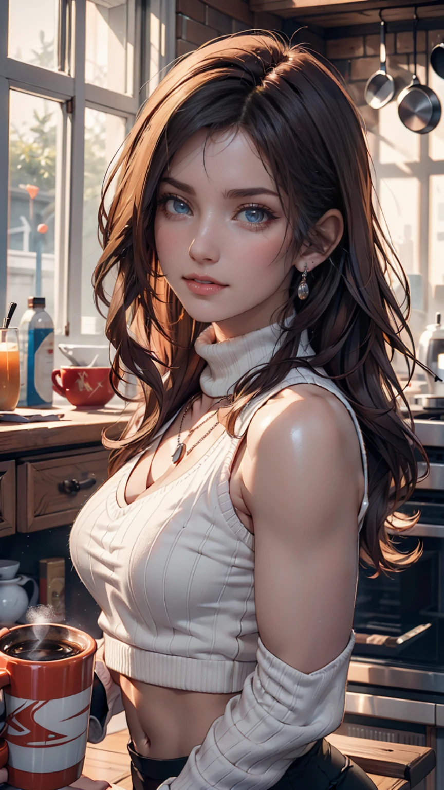 Alice, Anime art style, One girl, 一人in, chest, Looking_in_Audience, smile, short_hair, Open_mouth, big_chest, reis_eye, hair_between_eye, upper_boisy, white_hair, :is, Blurred, chef