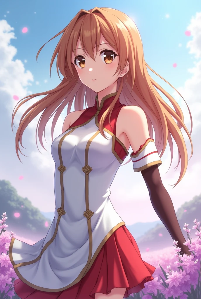 work of art、ultra precision、Anime illustration style、standing alone、Raphtalia、ssmile、1 girl、raccoon ears、 During the walk、A beautiful girl, no matter who you look at、8Kimageio、red and white clothes、absolute reference to the center、Place your arms behind your back、gazing at viewer、from front view、absolute reference to the center, latex body