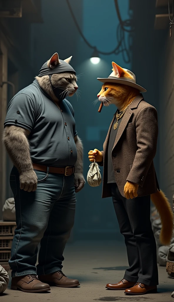 Puss is a orange cat he's wearing a black cavalier hat with a yellow feather, a black leather belt with a sword, a small black cape, and small black Corinthian boots anthro cat, male, adult, orange fur, buffed body, sexy, beefy body, furred body, beautiful, furry chest hair, realistic, full body, photorealistic, ultra realistic, 8k, night, bare-chested, 