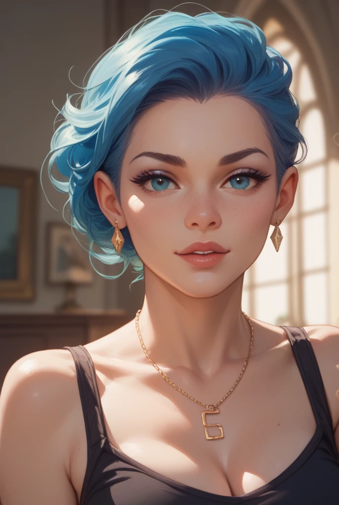 (masterpiece, best quality), 1girl,Light blue Retro Victory Rolls, Size H breasts, <lora:Genius_Bishoujo:0.8> genius style