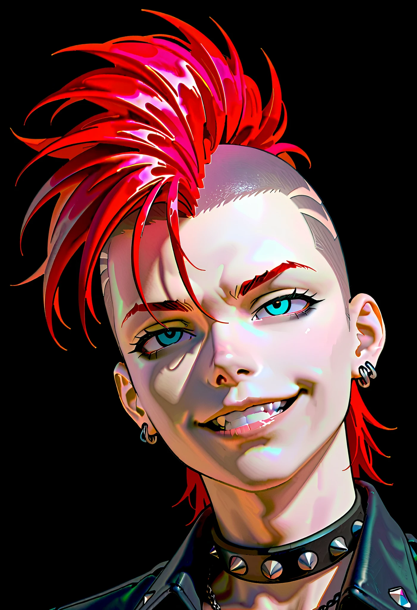 rape face、fucked silly、((Top Quality)),(Ultra A High Resolution),(ultra-detailed),(Detailed depiction),( Best Anime )),(Best Artwork),( Ultra Precision Art ),( amazing depiction art ,Overwhelming depiction:1.5)1Man,punk、(((Mohawk hair1.4)))、Droopy eyes、My eyes...、Three white eyes、Long face、The Art of Remarkable Depiction of Rectangular Outlines、Villain、and arms are crossed、Backstreets at Night、An eerie atmosphere appearing quietly、Dynamic Shot