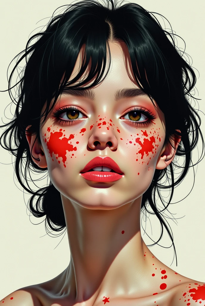 Illustration of a girl covered in sperm