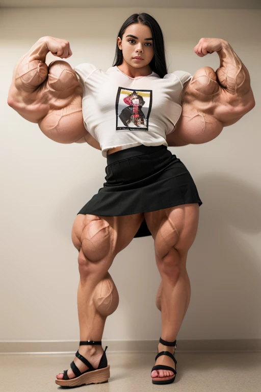 (megan fox:1.25), a naked muscular demon girl with horns dressed in latex leotard posing for a photo, (huge muscular arms:1.25), (huge veiny breasts:1.25), (extreme muscular definition:1.25), (perfect hands:1.25), (wide upper body:1.25), (full body pose:1.25), (skinny long legs:1.45), ultra-detailed, (empty blank background:1.25), 8k, best quality, masterpiece:1.2), (realistic, photo-realistic:1.37), (beautiful girl face:1.25)