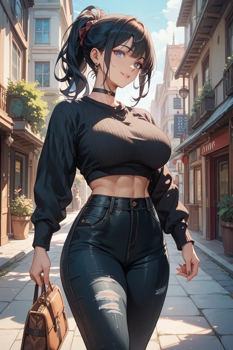 invent urban street city scene full of air conditioning , mascara, Lips are smooth or colored, fundo preto simples, Minimalismo, monotonous, paletas de cores simples, limpar,olhos azuis, desenhos afiados, silhuetas fluidas, skirts and tight pants, high-waisted skirts and pants, vestidos simples, camisas e blusas, asymmetric, Geometric, Materiais e designs elegantes e luxuosos, simples, minimal accessories, Fine silver or gold necklaces and rings,fundo de cidade rua cheio dr maquimas de ar condicionado simples bangles, Designs diferenciados, silhuetas simples, estilo simples e sofisticado, elegance, Minimalismo, materiais de alta qualidade, cool and urban print, alta moda, simplicity and sophistication, Sozinho, 1 garota, seios grandes, coxas grossas, cintura fina, seios suados, Massive giant breasts