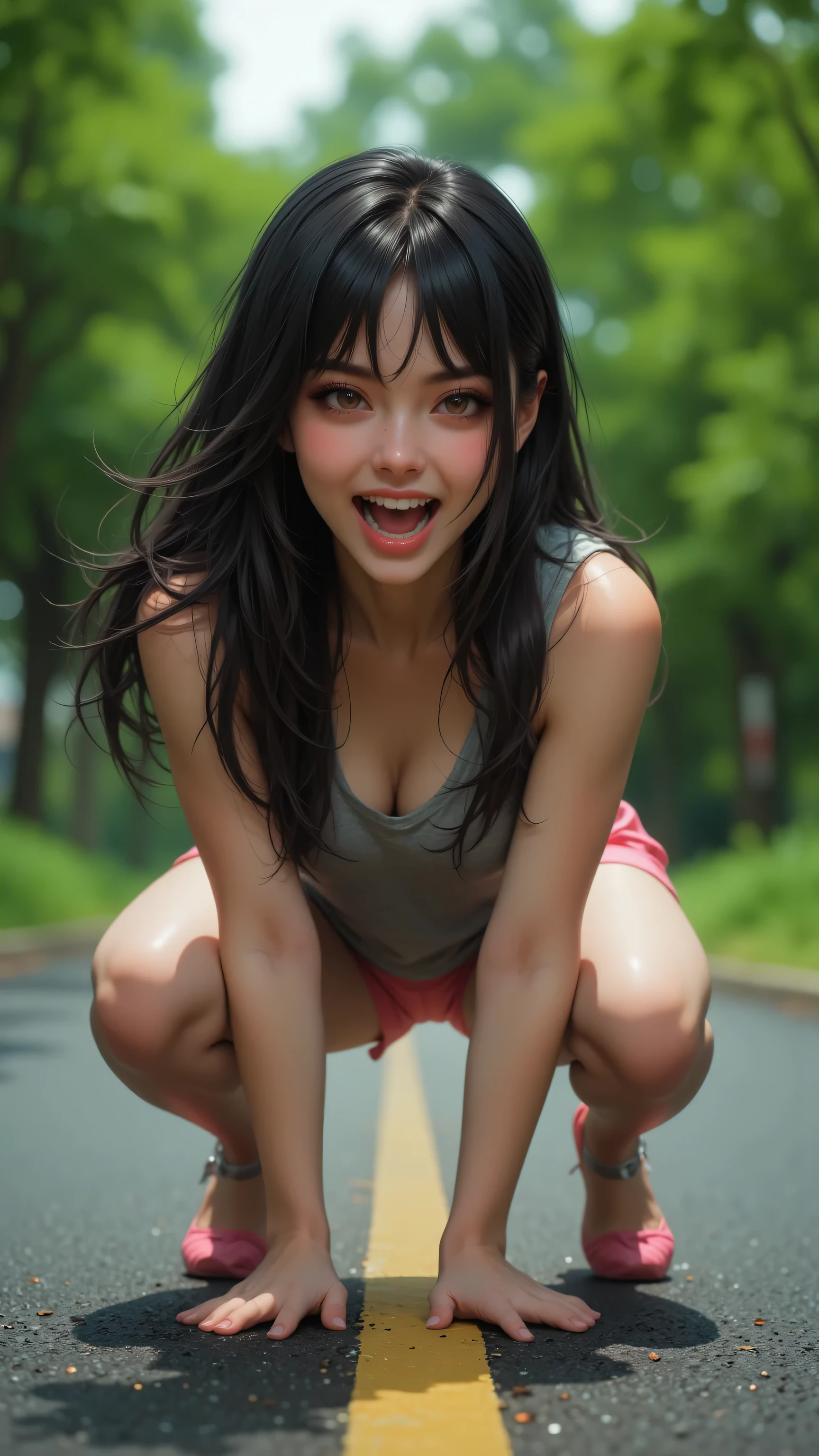 ((full body)), obra-prima, Ultra High Definition, maximum resolution, 8k, menina loira, (14 anos de idade), extremamente bonita, (sozinha), (muito magra), quadris largos, coxas grossas, (bunda grande), (Rosto extremamente detalhado), olhos muito detalhados, delicate strokes, usando micro vestido, natural lightting, sorriso muito malicioso , (front view), (homeless), sexy, (super quente), (perfect nipples), (very small tits), (prostituta), (hooker), masturbation, (nude), natural beauty, drogada (drug addict), in a dirty dungeon, muito suada, muito suja, (on all fours on the floor)