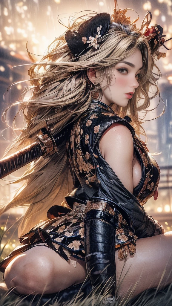 Very beautiful woman、Very tall woman、((muscle))、(Detailed face)、Realistic Skin、((Knights of the Earth)), (((Light brown and black armor:1.25)))、((((非常に繊細で装飾が施されたLight brown and black armor))))、((Delicate photo)),(Girl Astepeace RAW Photo Details:1.25), (highest quality:1.6), (超A high resolution:1.5), (Realistic:1.75), 8K resolution, Canon EOS R5, 50mm, Absurd, Ultra-detailed,Cinema Lighting,Battlefields of Medieval Europe、((battle))、RPG World、Final Fantasy、(((Embellished skirt)))、Thigh-high socks、Shin Guards、night、((((Messy center parted high ponytail))))、((Get six-pack))、Torn Cloak、((Beautiful Armor))、(((Huge weapons)))、In combat、The wind is blowing、(((Leading a large group of knights:1.3)))、(((Knight Commander)))、(Banner)、Great Ape Emblem、(((Light brown as the main color)))、(((black tribal tattoo)))、Dust、(((Wearing fur)))、(Rocky area)、(((Battle Scene)))、((nsfw:1.2))、(((I can see her panties:1.4)))