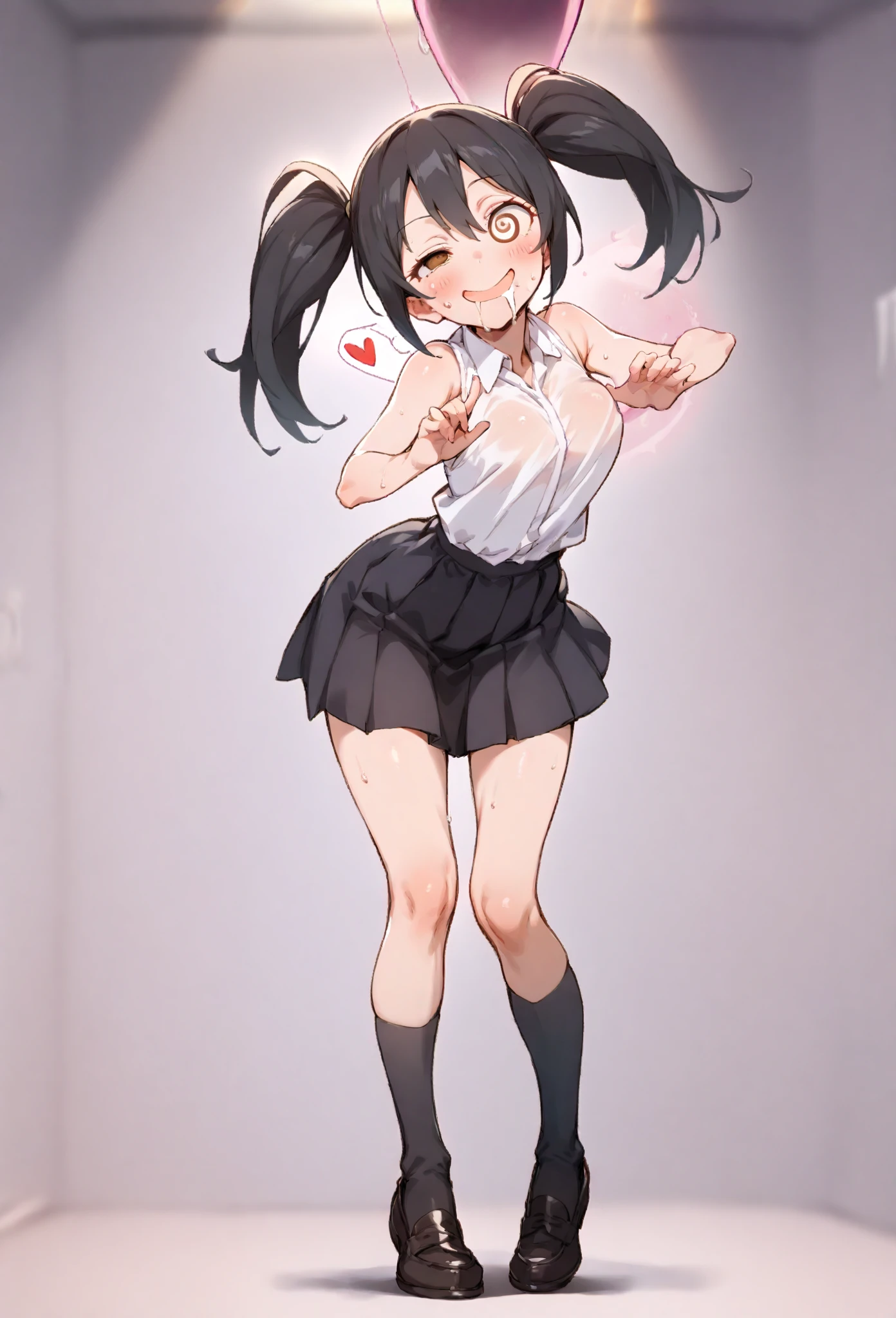 (((((whole body)))))、Utsuho、Green pleated skirt、smile,、Cowboy Shot、 standing on one leg ,leg_lift,panties,standing_split、