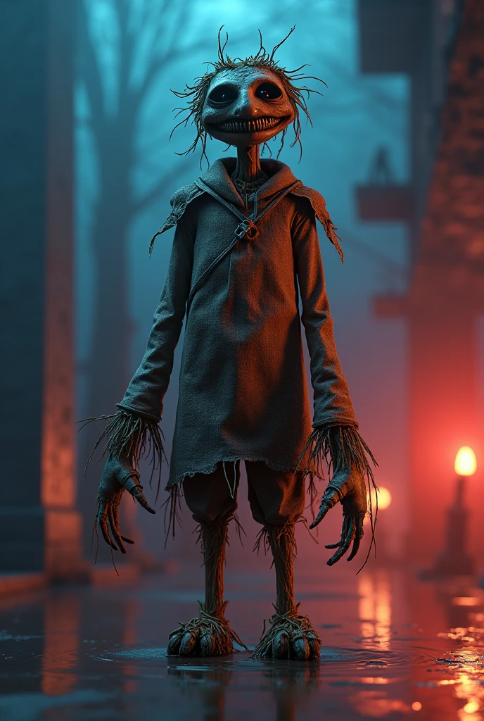 A creepy fairy tale puppet boy cartoon character Carlson on a dark, shadowy rooftop, (best quality,4k,8k,highres,masterpiece:1.2),ultra-detailed,(realistic,photorealistic,photo-realistic:1.37),HDR,UHD,studio lighting,extremely detailed,vivid colors,eerie atmosphere,dark white tone,gritty and grainy,horror,concept art,by charlie bowett,albert joseph penaud,dariusz zawadzki,tetsuya ishida,zdzislaw beksinski,patrizia piccinini,mark powell,sven 37