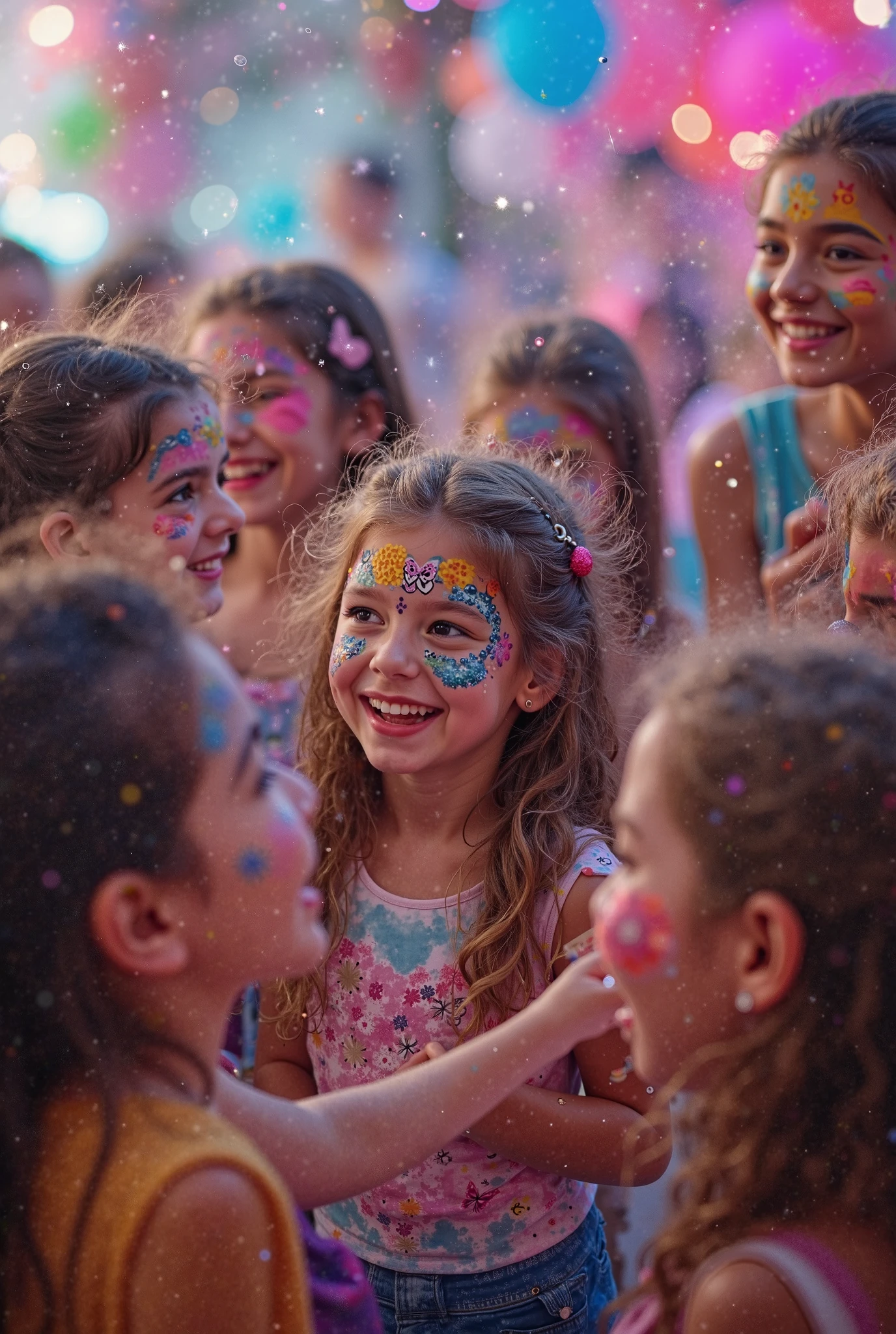 Happy children with their faces painted