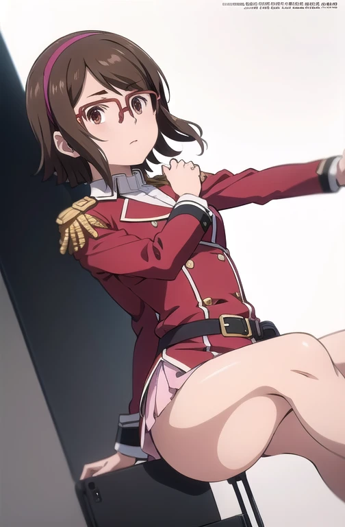 Masterpiece, Best Quality, Highly detailed, illustration, absurdres, street fighter, doll suit, shadaloo doll, girls, multiple girls, expressionless, nazi saluting, military, military saluting, salute, blank eyes, red gloves, emotionless, black latex, corrution, mind control, female combatant, full body, hypnotized, unhappy trance, full body suit, perfect female body, extremely glossy latex, Delmo Uniform, belt, hypnosis, hypnoLora, empty eyes, Mind control device, thigh high, kneeling, poses, submissive_pose, visor, masturbation, standing, Slave, collar, gang bang, haigure, slave oufit, full tight leg, military form, skirt, military uniform, hat, Bleach, Quincy, thigh-highs, tight miniskirt, tie, from behind, Ichijou Hotaru, Non Non Biyori, black brown hair, gold eyes, gold lips, gold lipstick
