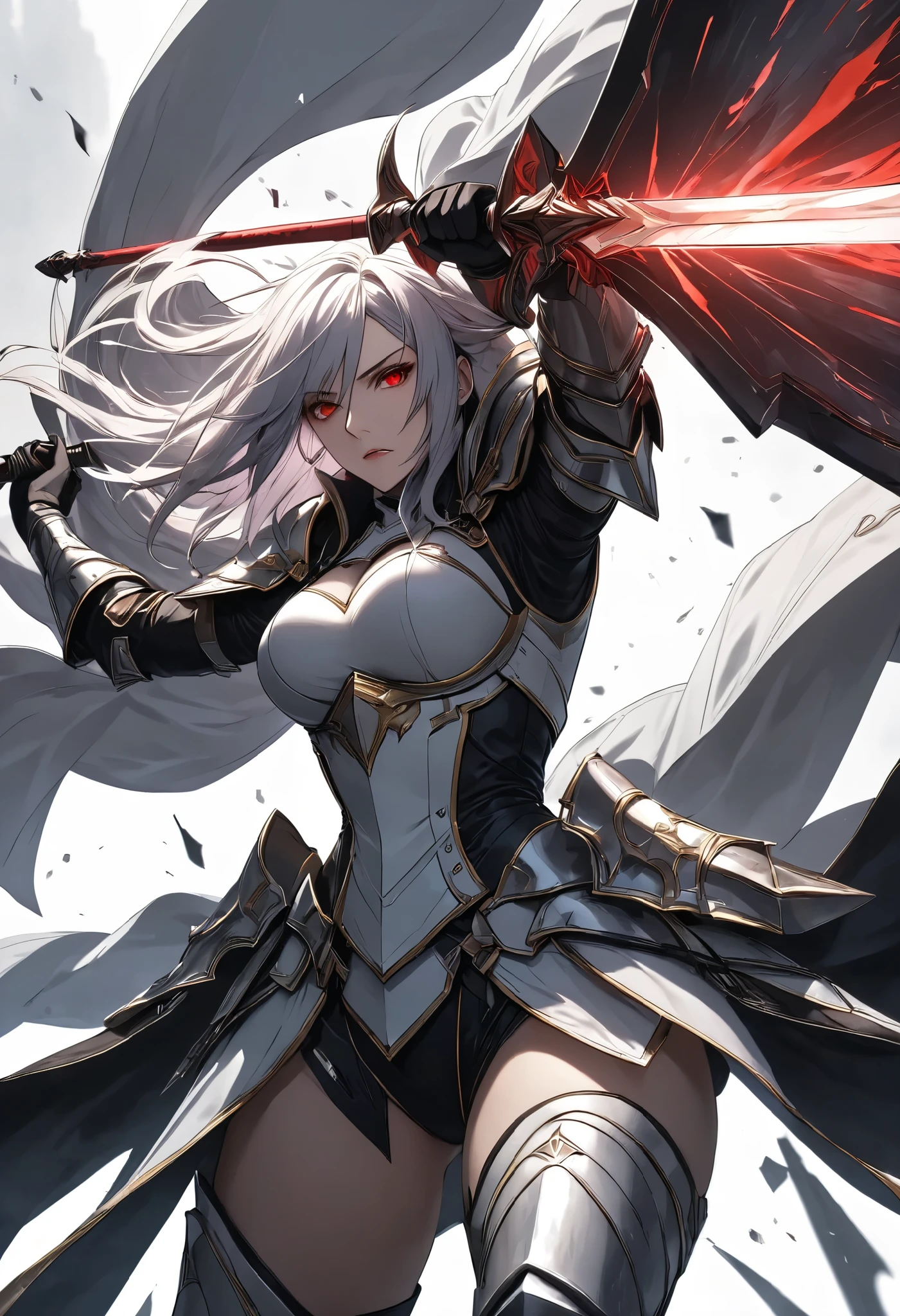 Ultra-high resolution, super detailed, dynamic composition, staring at you, and slash vertical with sword, men-bu, strike to my head, 
BREAK a female paladin, solo, (holding sword with her hands:1.27, A sword swung down vertically, (lifting it above her head, and after Swings down at you with force)), 
BREAK \nothing other sword\, vertical slash, dynamic motion, transparent red eye, the afterimage of the tip of the sword slicing through the center, 
BREAK \nothing another sword\, lift up her sword to up on head, and slash to you vertical soon, 
\Cryptic Paladin 001, ARW, vertical slash\, 
Release the pause and slash, 