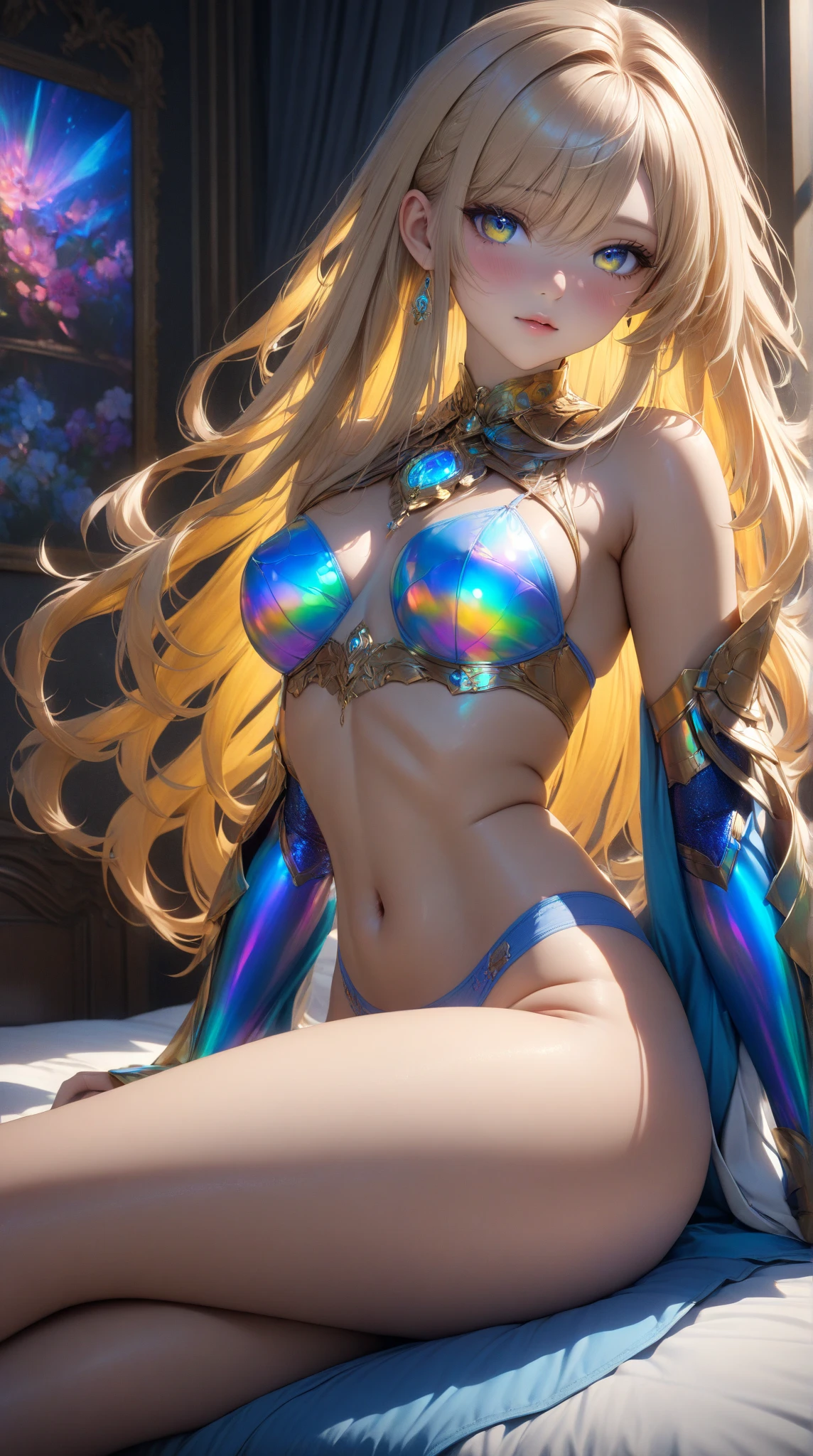 (best quality,ultra-detailed,photo-realistic:1.37),bright and vibrant colors,studio lighting,playful expression,stylish makeup,long blonde hair flowing in the wind,alluring eyes,glossy lips,sexy pose, Capcom, smiling in a confident and seductive way,posing for a professional photoshoot,shallow depth of field,highlighting the main subject,soft natural lighting,creating a dreamy and magical atmosphere.