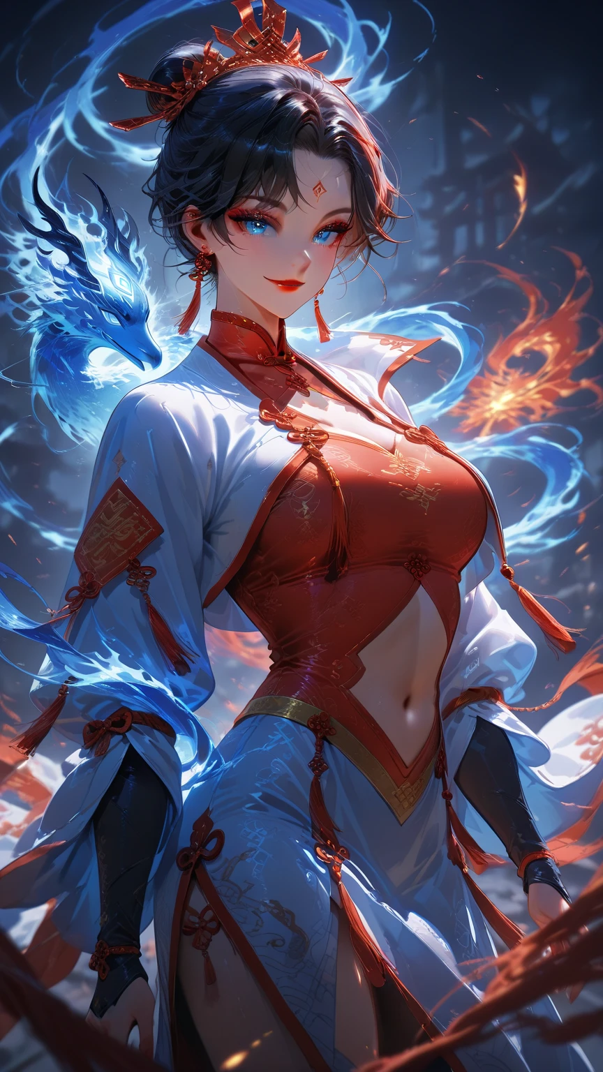 The background of the cyber girl is the old Forbidden City in Beijing