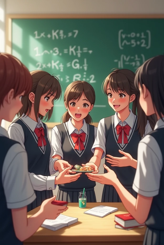 tutelage_voy, encourage, fellatio, 2girls, kneeling, school girls, feeding pizza,
<lora:tutelage_sd15_anylora:1>, , painting, game cg, dorm room,