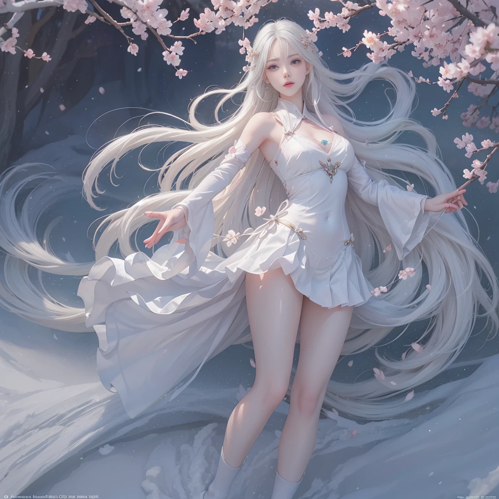 4K Ultra HD, masterpiece, A girl with a magical aura, Nice face, Long Hair, Shiny Hair, Fine grain, Glossy lips, Nude 1.5, Aura around the body, Magical Effects, Spreading white light, Cosmic elements and ethereal atmosphere, A mix of bright lights and colorful nebulae, Space Background,, Full Body Capture.Whitening、Silver Hair、(((Naked and wearing white cloth 1.5)))、Hair and fabric fluttering in the wind、(((２Girl 1.5)))