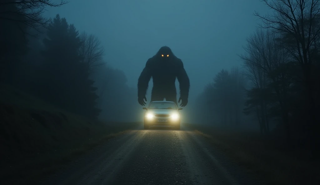 +a giant pair of legs stepping on a cracked road at night, horror scene.one Cars past by from center, clay toys, (best quality,4k,8k,highres,masterpiece:1.2),ultra-detailed,(realistic,photorealistic,photo-realistic:1.37),HDR,UHD,studio lighting,ultra-fine painting,sharp focus,physically-based rendering,extreme detail description,professional,vivid colors,bokeh,horror,dark,gritty,ominous atmosphere,moody lighting,dramatic shadows,claymation,creepy,unsettling,disturbing,macabre,intense,terrifying,chiaroscuro,cinematic,suspenseful,nightmarish