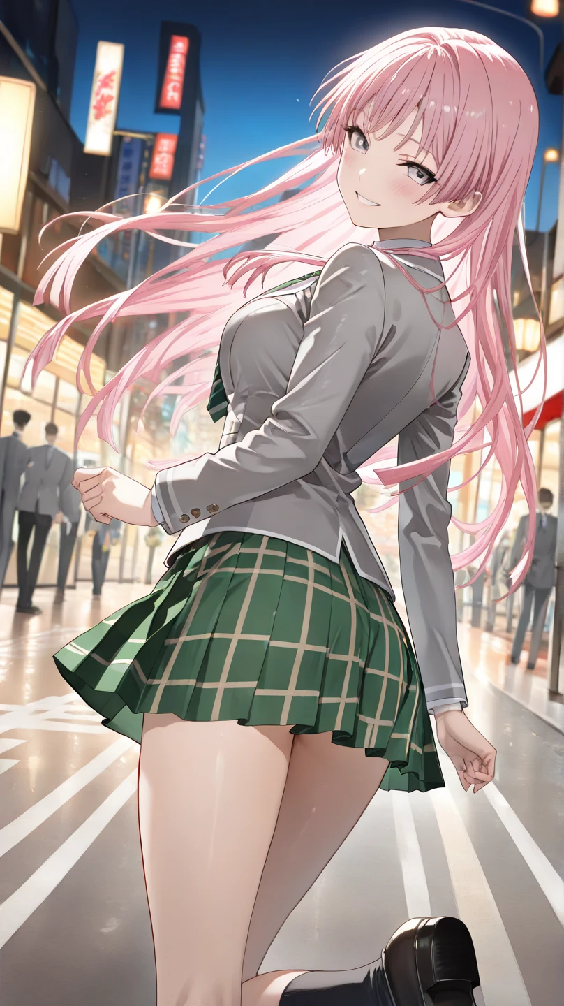 agarrar、、High School Girl in Sailor Suit Grabs Back on Bus、falda plisada、una chica de belleza1una persona、Osos de peluche1una persona、Agarrar las nalgas、Molestar、Touching your buttocks on the bus、verano、rubor rojo、