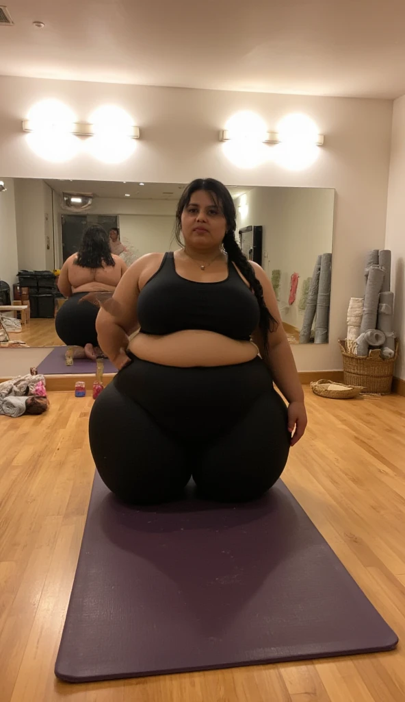 Fat woman exercising