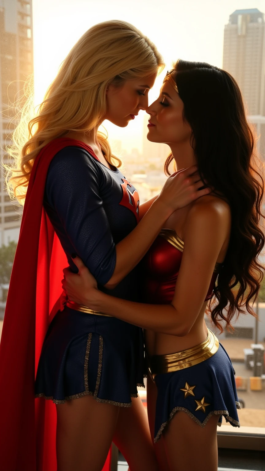 MELIISSA BENOIST AS SUPERGIRL IN HER SUPERGIRL COSTUME AND CAPE BENDING OVER LENA LUTHERS LAP. LENA LUTHER LENA LUTHER RIASES HER HAND AND SPANKS SUPERGIRL ON HER ASS CHEEKS.