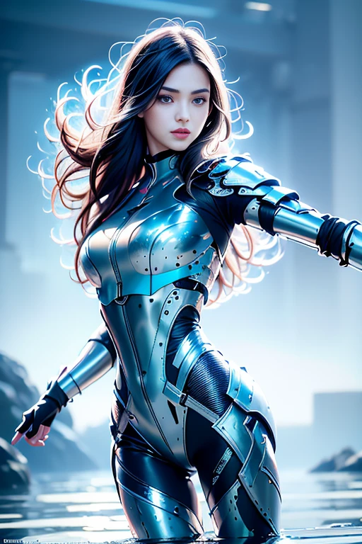 Realistic, 35mm, Intricate detail, hdr, Intricate detail, Ultra detailed, Natural skin texture, Surreal, Sharp, 1 girl, Chinese, Blush, Black eyes, Black smooth hair, Portrait, Solo, half shot, top view, detailed background, detailed face, (1nf3rnalAI, hell theme: 1.1), strong expression, dynamic pose, glass robot, (made of glass: 1.1), translucent, glass structure, warrior, glass Armor, dirty glass, machinery, power, magic symbols, mysterious power, floating particles, reflections, wind, background storm, movie atmosphere,