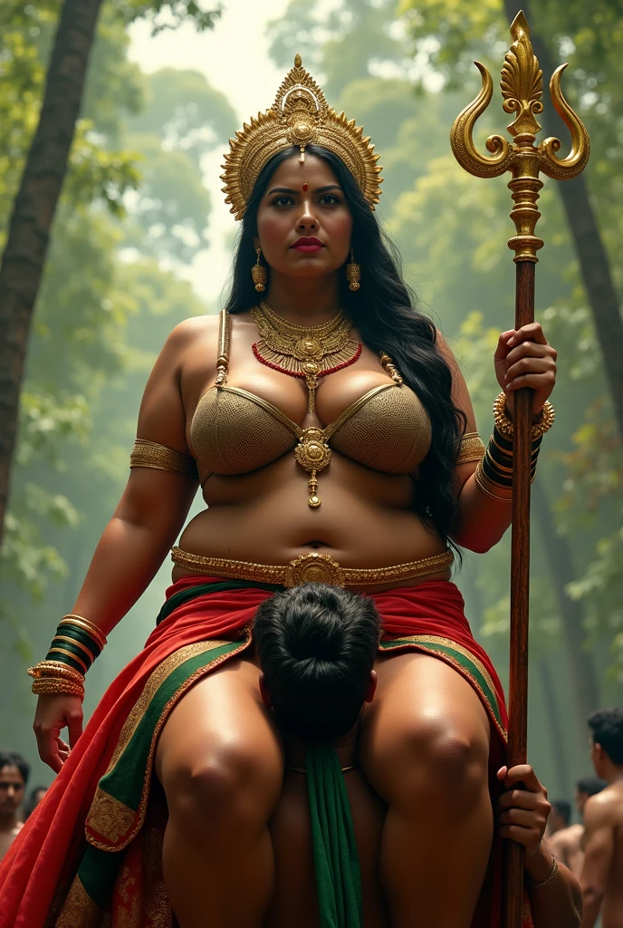 Female Aboriginal Warrior. obese woman. gorda. new. elderly. old woman. 1. longye hair, Armor activated, wristbands, temple, whole body, aboriginal crown, sexy tied hair, wearing jewelry, Curvy Body, beautiful  face, diamond shaped bones, nice nose, defined features on the face, apsara jewelry in, gold leaf jewelry, fighting in war. without bra. sitting on a golden throne. little open legs. naked. breasts small. Sagging and saggy breasts. Greasy body.