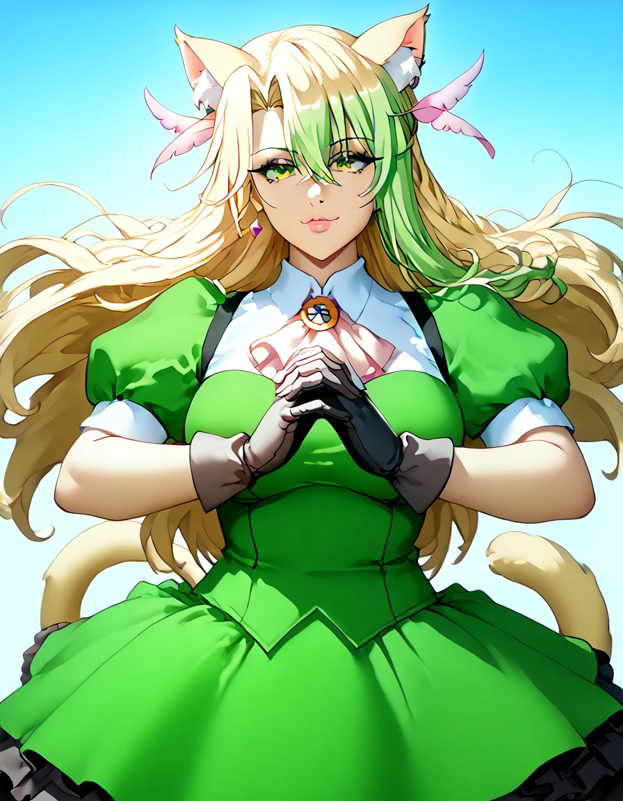 kanna blaster master, flora fauna, female,, huge chest, full clothed dress, walking, full body, smile