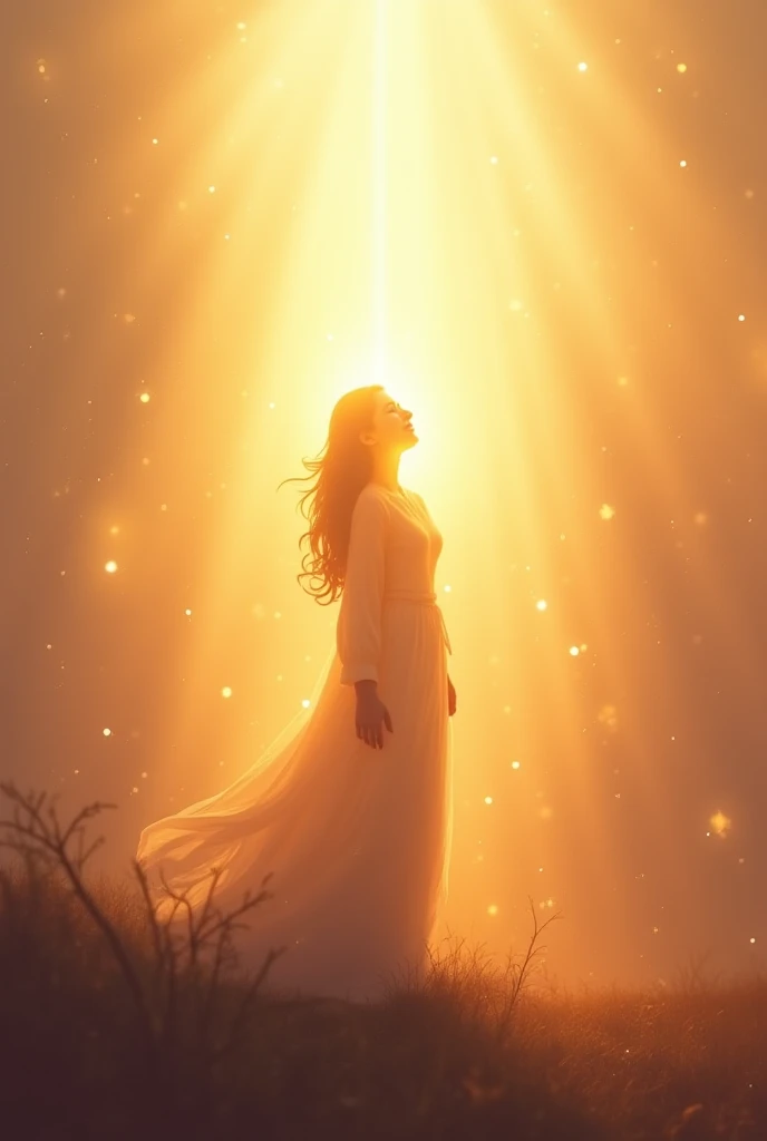 Many light Spirits flying in sunset