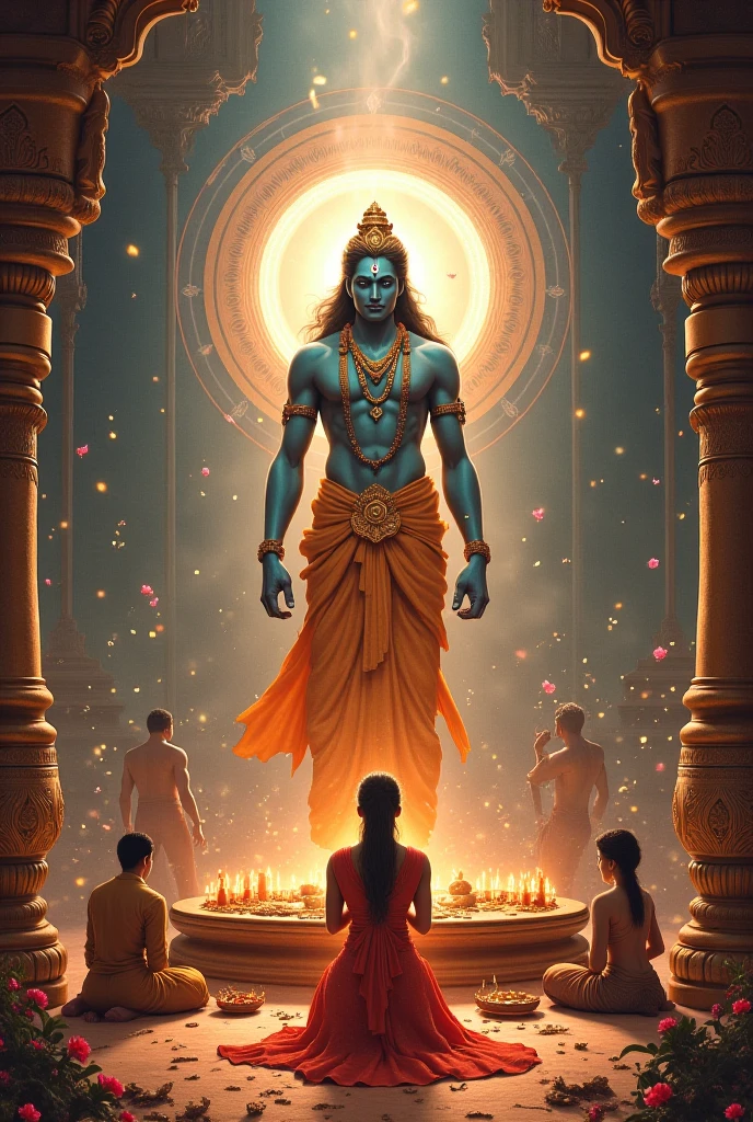 Lord krishna giving hand and saving 40 years old women from a swallowed and big manhole near masjid india kuala lumpur Malaysia. Guarded dogs, firefighters, the husband in green shirt and son in white shirt standing near and crying in happy tears