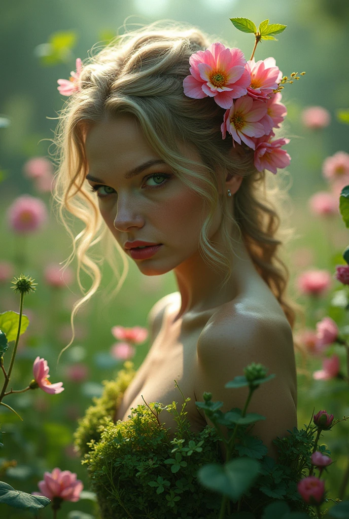 stunning midsummergirl, princess, sweaty, sunlit, dripping, skimpy, leaning back, 8K,Best quality, masterpiece, ultra high res, (photorealistic:1.4), raw photo, (Authentic skin texture:1.3), (film grain:1.3), 1girl, beautiful detailed eyes and face,masterpiece, best quality, cottoncandy land, curvy beauty, style of Carne Griffiths and david hamilton, ripped jeans, pastel dreamy light, bathing in backlighting, opening buttons, sunrays, petals falling, roses, fog, haze, sunlit, in attic covered in flowers and petals, godrays, cozy, morning dew, backlighting, hazy, golden hour, morning light, erotic mood, countryside, masterpiece, best quality, ultra-detailed, solo, smoke, shadows, contrast, cinematic light, side lighting, ultra high resolution, best shadow, RAW, 4k, ultra-realistic style, detailed face, colofUnreal Engine 5, Cinematic, Color Grading, portrait Photography, Ultra-Wide Angle, Depth of Field, hyper-detailed, beautifully color-coded, insane details, intricate details, beautifully color graded, Unreal Engine, Cinematic, Color Grading, Editorial Photography, Photography, Photoshoot, Shot on 70mm lens, Depth of Field, DOF, Tilt Blur, Shutter Speed 1/1000, F/2