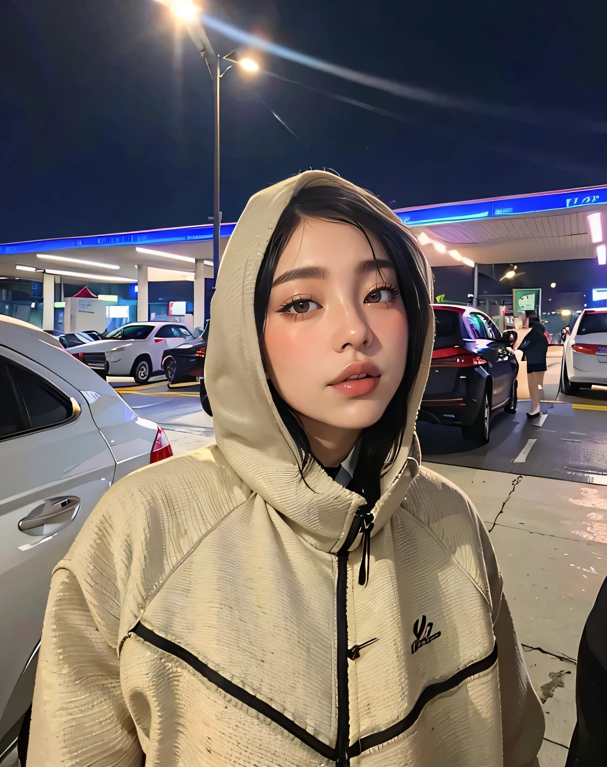 Yeji HD with cute lips and huge, an Asian adult woman , beautiful hair, Arms pretty ,  big  , fleshy lips, beautiful eyes, very pretty eyes, very black hair