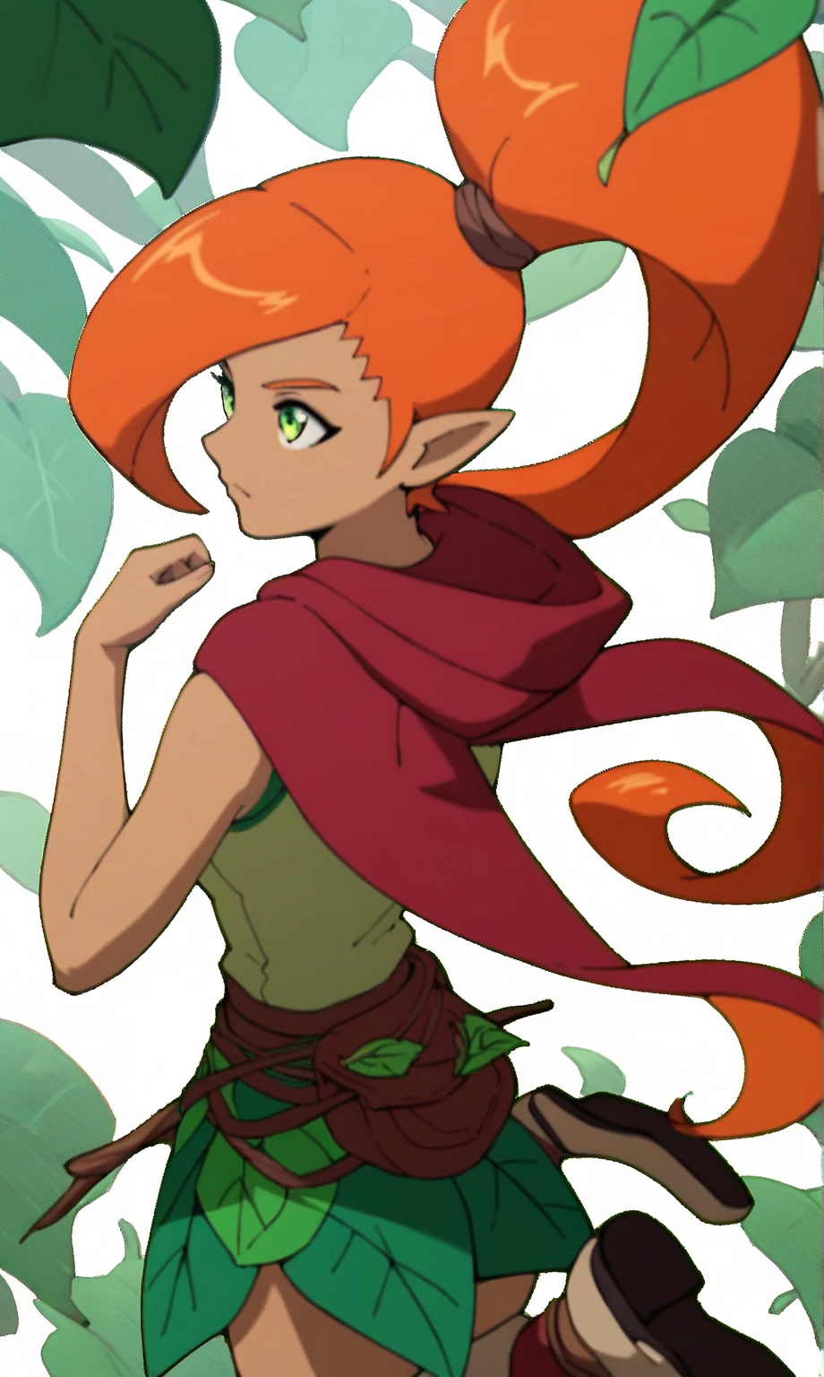 guardian dragon woman with green eyes red horns jade hair