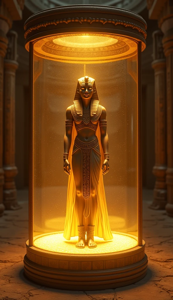 a man made of bronze; and had a linen cord in his hand, and a measuring rod; and he was at the golden gate of a snake-shaped spaceship with Egyptian hieroglyphics all in gold, full of lights in the shape of cat eyes.