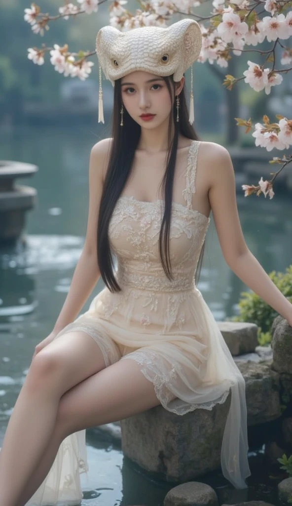 Multi-colored hair，Striped hair，Cross Bangs，Messy hair，Colored contact lenses，Flower-shaped pupil，make up，shy，Blush，Parted lips，Heavy breathing，moan，torogao，Surrealism，Realism，Movie Lighting，Relief，Sony FE GM，Retina，masterpiece，precise，Anatomically correct，Textured Skin，Super Detail，High Detail，best quality，Beautiful dance dynamics, Long legs , Water play，In the pool，play， ((Flowing long hair))Official Art , ((Bright pastel colors)), Unity8k Wallpaper , Extremely detailed , Visible cleavage, Pretty and beautiful , Sexy long legs, masterpiece , best quality ,Practical, Very detailed illustrations ,Extremely detailed , Intricate details , Extremely complex and detailed , Very detailed 8KCG wallpaper , Caustics .reflection , Ray Tracing , Devil Theme ,nebula ,Dark aura, Network Effects , (1 Girl)Solitary , (Blue plasma flame , Pastel tones in Rococo style ,light white and light red , Incredibly beautiful , Cherry blossoms ,painting , Ethereal , Mixing reality and fantasy elements, Complex patterns , Delicate lines, Starry Sky , rich and colorful , Star