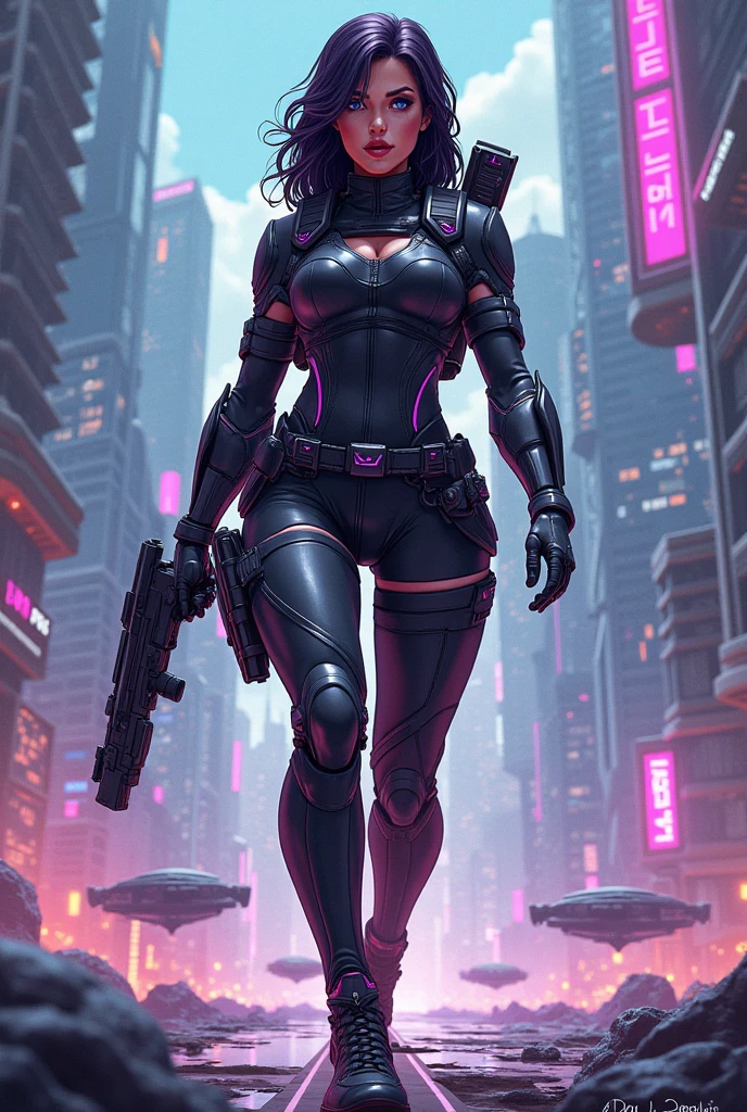(back view),((ultra realistic illustration:1.2)),(cyberpunk:1.4),(dark sci-fi:1.3). Sexy Japanese woman, with long black hair, red lipstick, wearing leather lingersuit, fishnets, jacket, thigh high boots. Rebellious. Dystopic megacity, gritty, neon, hell, Armored Core, Battletech. Front Mission. Masterpiece, (highly detailed:1.2),(detailed face and eyes:1.2), 8k wallpaper, natural lighting. core shadows, high contrast, bokeh.
