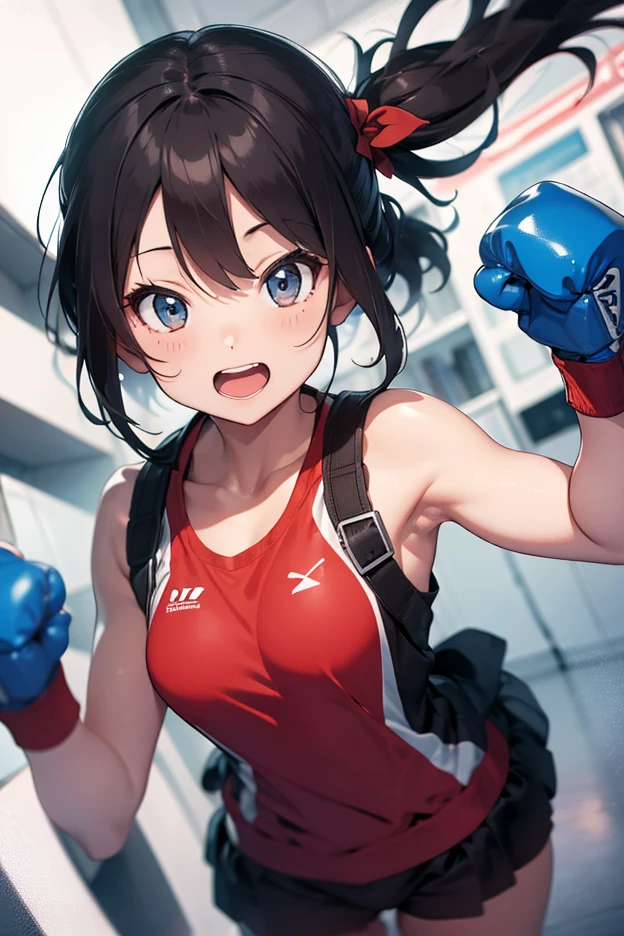 Covered in blood、A beautiful high school girl mixed martial artist covered in scars and a broken body。Clinging to the opponent's legs。He fell face down in the Octagon.、I close one eye in frustration、Fighting with open mouth and tears。Out of stamina。painful。Sad。Facial swelling。Bruised body。I'm soaked in sweat。Ripped and tattered sports bra and bikini、Open Finger Gloves。Erect nipples。Short black hair。
