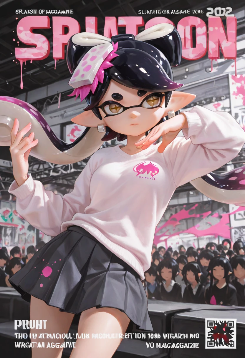 background:wall,solo,Lean forward on the desk,Sex,Naughty,blush,Drooling,Naughty,Splatoon,hoodie,Moe sleeves,skirt,boots,Pattering your feet,General convulsions,